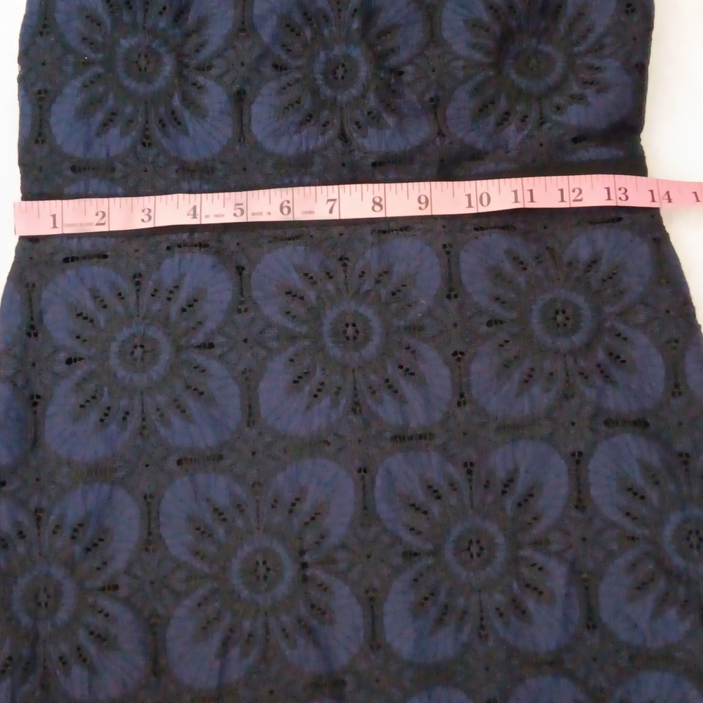 Banana Republic ~ Navy Black Lace Floral Halter Midi Cocktail Dress Size 4 - Picture 7 of 16